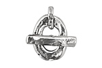 Rustic Charms Sterling Silver Heavy Oval Toggle Clasp 26x17mm, 24mm bar