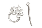 Silver (plated) Ivy Leaf Toggle Clasp 22x19mm, 29mm bar