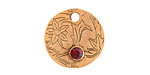 Nunn Design Antique Gold (plated) Decorative Small Circle Tag w/ Ruby Crystal 20mm