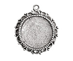Nunn Design Antique Silver (plated) Large Ornate Circle Bezel Pendant 30x32mm