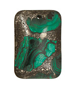 Malachite & Pyrite Rectangle Pendant 32x47mm