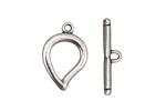 Antique Silver (plated) Simple Teardrop Toggle Clasp 22x15mm, 24mm bar