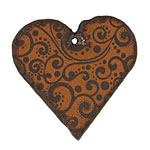 The Lipstick Ranch Etched Rusted Iron Heart Pendant 42mm