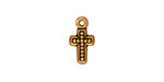 TierraCast Antique Gold (plated) Beaded Cross Charm 7x15mm