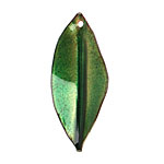 C-Koop Enameled Metal Peacock Green/Clear Pointed Leaf 15-20x40-45mm