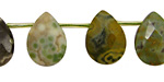 Ocean Jasper Faceted Flat Teardrop 13x18mm