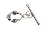 Antique Silver (plated) Oval Toggle Clasp with 3 Coils 18x14mm, 28mm bar