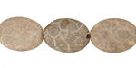 Gray Fossil Coral Flat Oval 18x13mm