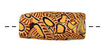African Trade Bead (orange w/ navy swirl) Tube 32-35mm