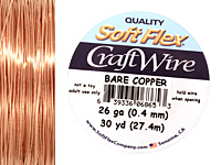Soft Flex Bare Copper Craft Wire 26 gauge, 30 yards