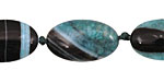 Black & Sea Green Agate Flat Oval 20x12mm