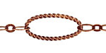 Antique Copper (plated) Roped Oval & Ring w/ Flat Horse Eye Chain