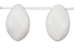 White Agate Faceted Horse Eye Drop 17x26mm