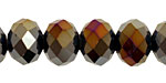 Metallic Peacock Hematite Crystal Faceted Rondelle 14mm