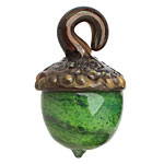 Grace Lampwork Grass Green Acorn Pendant 27-28x30-31mm