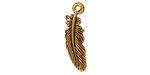 TierraCast Antique Gold (plated) Small Feather Charm 7x23mm