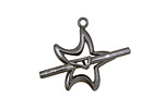 Gunmetal Stylized Star Toggle Clasp 24x20mm, 29mm bar