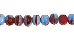 Czech Glass Rhubarb & Blueberry Pie Fire Polished Rondelle 6x9mm