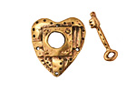 Green Girl Bronze Heart & Key Toggle 20x21mm, 22mm bar