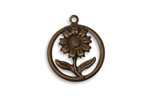 Vintaj Natural Brass Sunflower Motif Charm 19x22mm