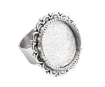 Nunn Design Antique Silver (plated) Large Ornate Circle Bezel Adjustable Ring 28mm