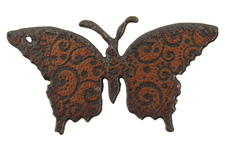 The Lipstick Ranch Etched Rusted Iron Butterfly Pendant 37x70mm
