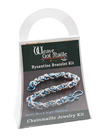 Weave Got Maille Pacific Blue/Bright Aluminum Byzantine Bracelet Kit