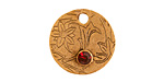 Nunn Design Antique Gold (plated) Decorative Small Circle Tag w/ Garnet Crystal 20mm