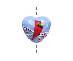 Grace Lampwork Winter Red Cardinal Heart 19-20mm