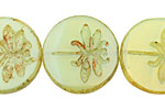 Czech Glass Green Tea Dragonfly Coin 23mm