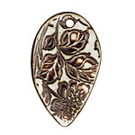 Earthenwood Studio Ceramic Oxidation Floral Scroll Leaf 27x46mm