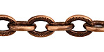 Antique Copper (plated) Large Flat Oval Floral Etched Cable Chain