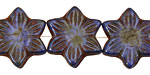 Czech Glass Navy Picasso 6 Petal Flower 18mm