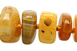 Yellow Line Agate Chunky Graduated Rondelle 7-15x12-24mm