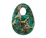 Dark Emerald Impression Jasper Flat Oval Pendant 25x35mm
