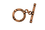 Antique Copper Toggle Clasp with 4 Coins 16mm, 23mm bar