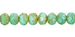 Czech Glass Spring Green Fire Polished Rondelle 6x9mm