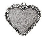 Nunn Design Antique Silver (plated) Large Ornate Heart Bezel Pendant 40x37mm