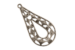 Stampt Antique Pewter (plated) Dragonflies & Diamonds Filigree Drop 18x35mm
