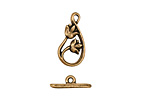 Antique Brass (plated) Flowers in Teardrop Toggle Clasp 18x9mm, 14mm bar