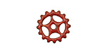 C-Koop Enameled Metal Ruby Red Small Sectioned Gear 16mm