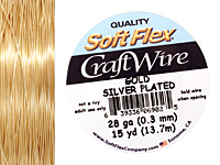 Soft Flex Silver Plated Gold Craft Wire 28 gauge, 15 yards