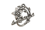 Antique Silver (plated) Flower & Vine Toggle Clasp 27x23mm, 28mm bar