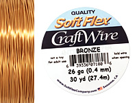 Soft Flex Bronze Craft Wire 26 gauge, 30 yards
