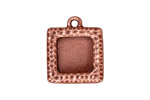 TierraCast Antique Copper (plated) Hammertone Square Frame Drop 19x22mm