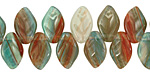 Czech Glass Spearmint w/ Ruby Leaf Drop 8x12mm