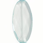 Aquamarine (syn.) Faceted Flat Oval Pendant 50x25mm