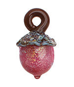 Grace Lampwork Pink Passion Acorn Pendant 27-28x31-32mm