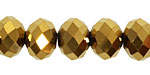 Metallic Antique Gold Crystal Faceted Rondelle 14mm