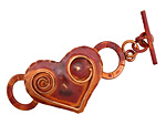 Patricia Healey Copper Spiral Heart Toggle Clasp 56x24mm, 22mm bar
